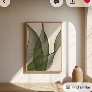 Framed Green Abstract Leaf Wall Art